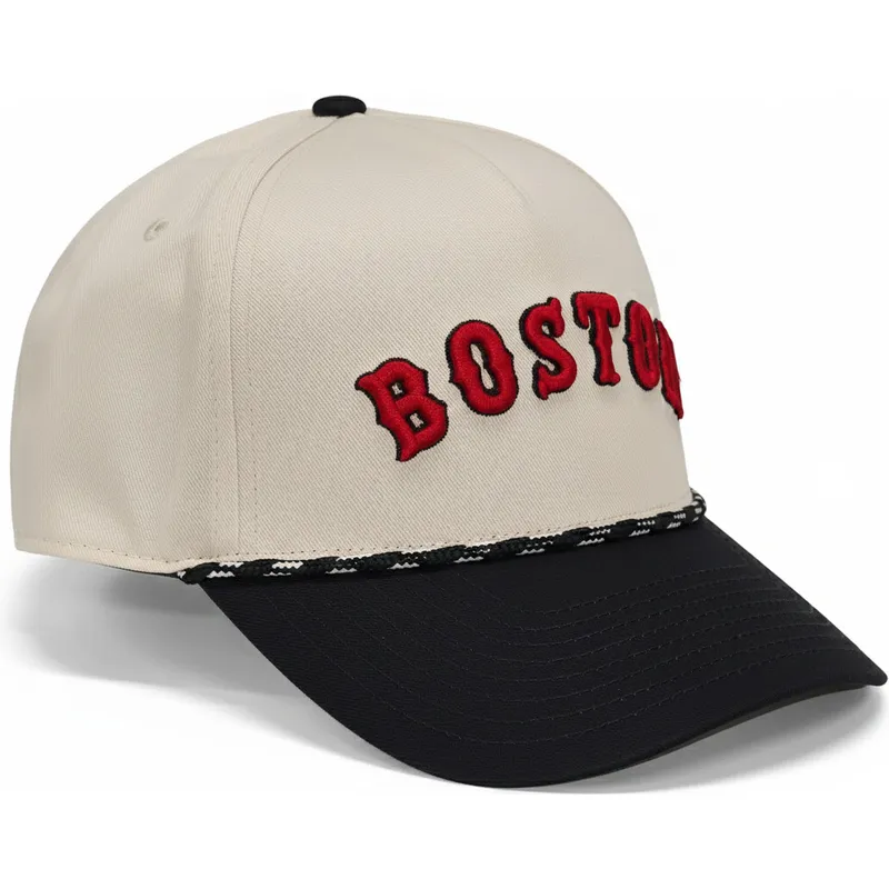 beige-und-schwarze-gebogene-snapback-kappe-rise-structured-der-boston-red-sox-mlb-von-nike