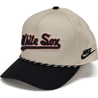 Nike Curved Brim Rise Structured Chicago White Sox MLB Бежова и Черна Шапка с Плоска Козирка
