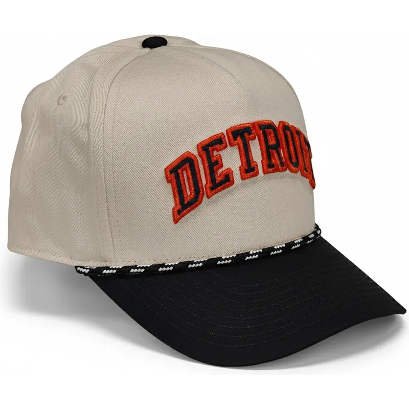 beige-og-sort-buet-kasket-snapback-rise-structured-fra-detroit-tigers-mlb-fra-nike