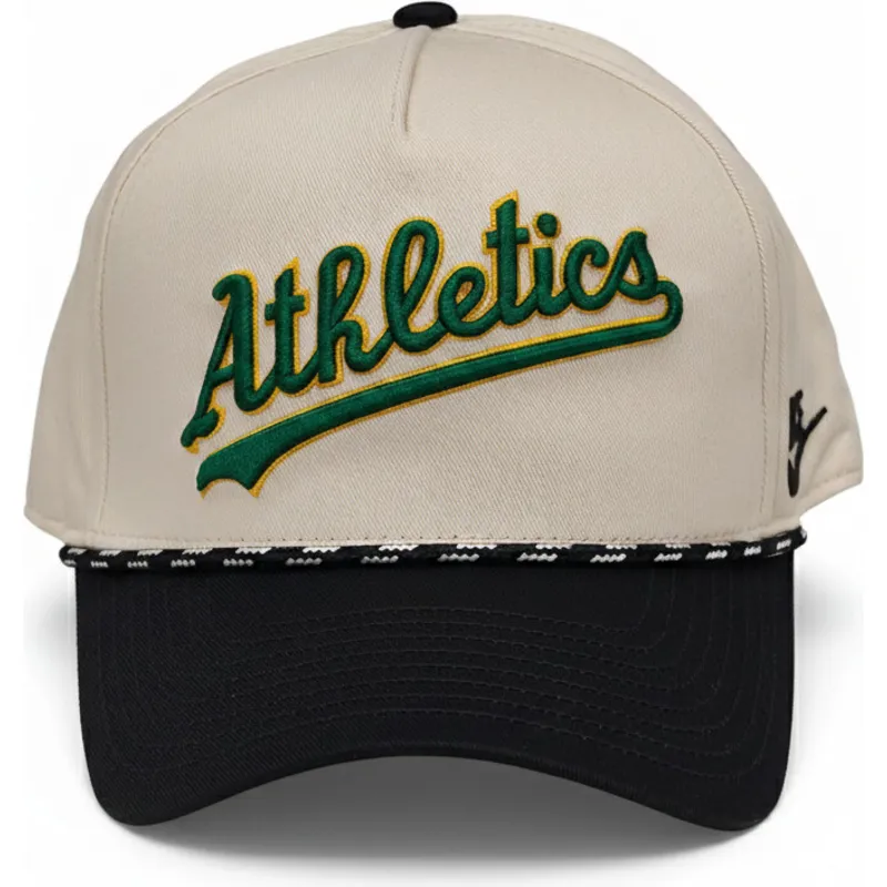 beige-og-sort-buet-kasket-snapback-rise-structured-fra-oakland-athletics-mlb-fra-nike