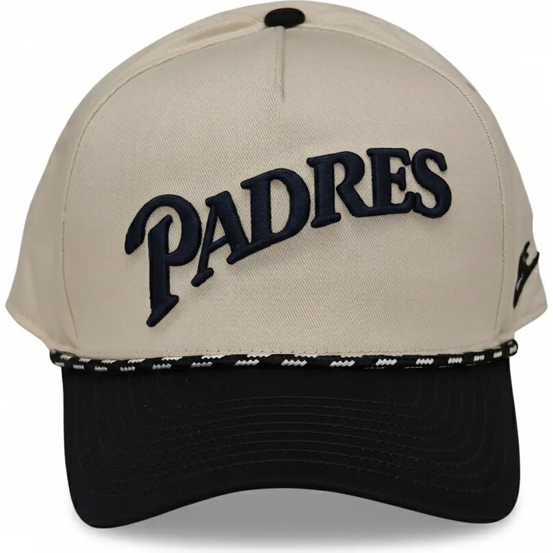 nike-san-diego-padres-mlb-snapback-rise-structured-beige-und-schwarze-gebogene-kappe