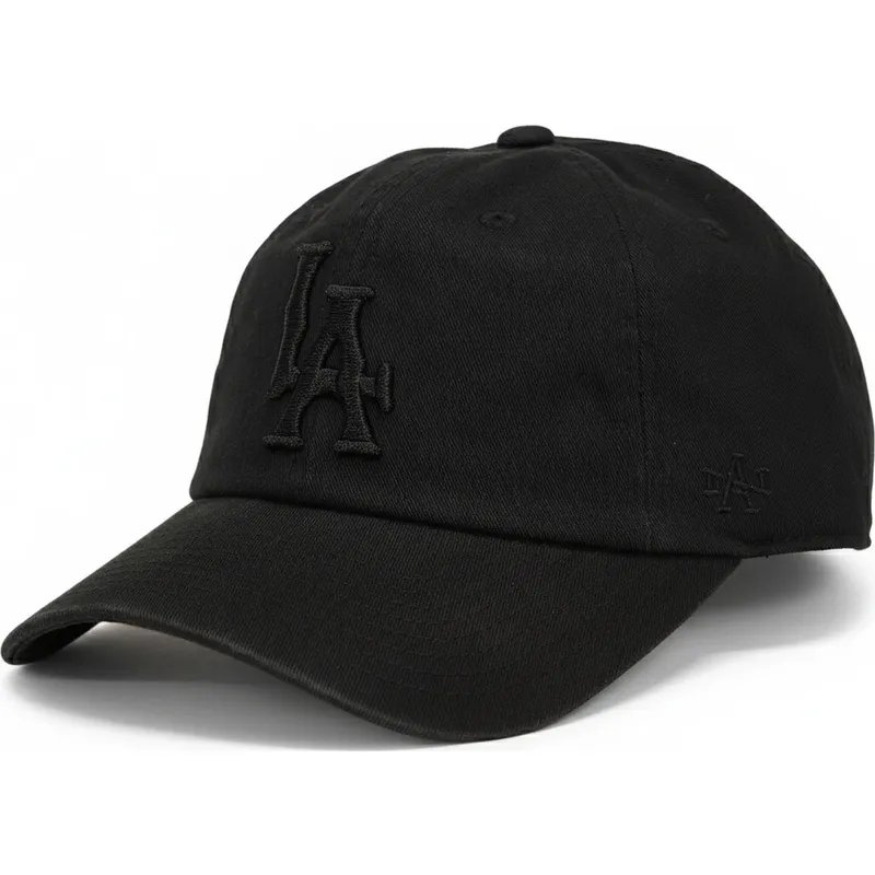 schwarze-verstellbare-kappe-mit-gebogenem-schirm-und-schwarzem-los-angeles-dodgers-ballpark-logo-von-american-needle