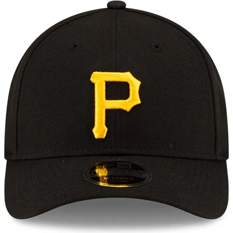 schwarze-gebogene-snapback-kappe-9forty-m-crown-player-replica-der-pittsburgh-pirates-mlb-von-new-era