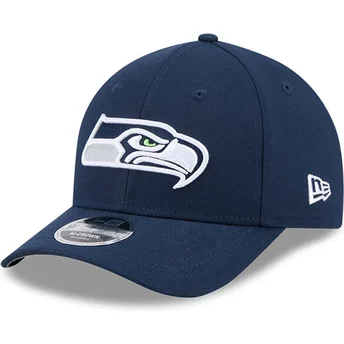 New Era Curved Brim 9FORTY M-Crown Team Seattle Seahawks NFL Navy Blue Snapback Cap
