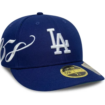 Casquette courbée bleue ajustée 59FIFTY Low Profile Precurved Est Script Los Angeles Dodgers MLB New Era