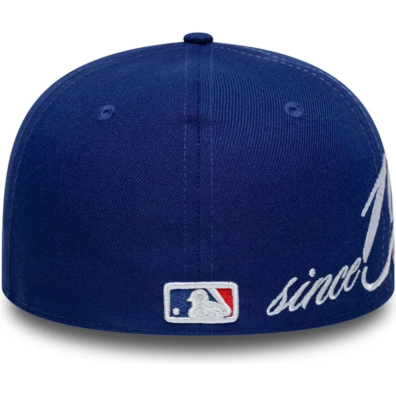 casquette-courbee-bleue-ajustee-59fifty-low-profile-precurved-est-script-los-angeles-dodgers-mlb-new-era