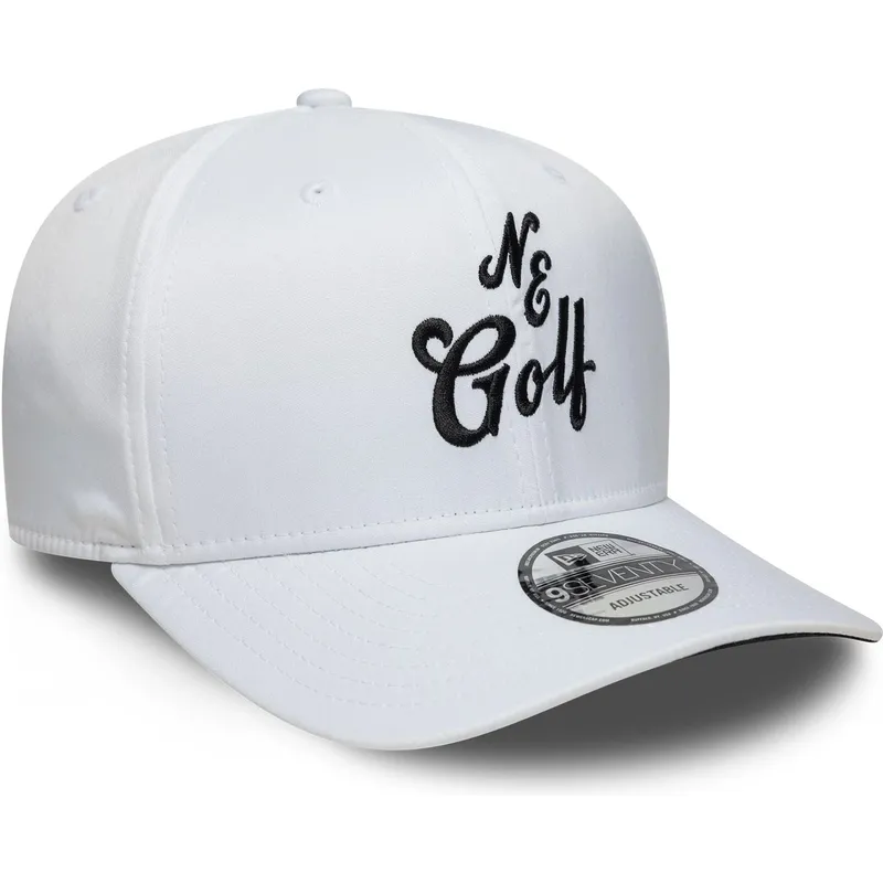 new-era-curved-brim-9seventy-stretch-snap-technical-golf-white-snapback-cap