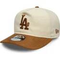 buet-beige-og-brun-justerbar-kasket-9fifty-a-frame-suede-visor-fra-los-angeles-dodgers-mlb-fra-new-era