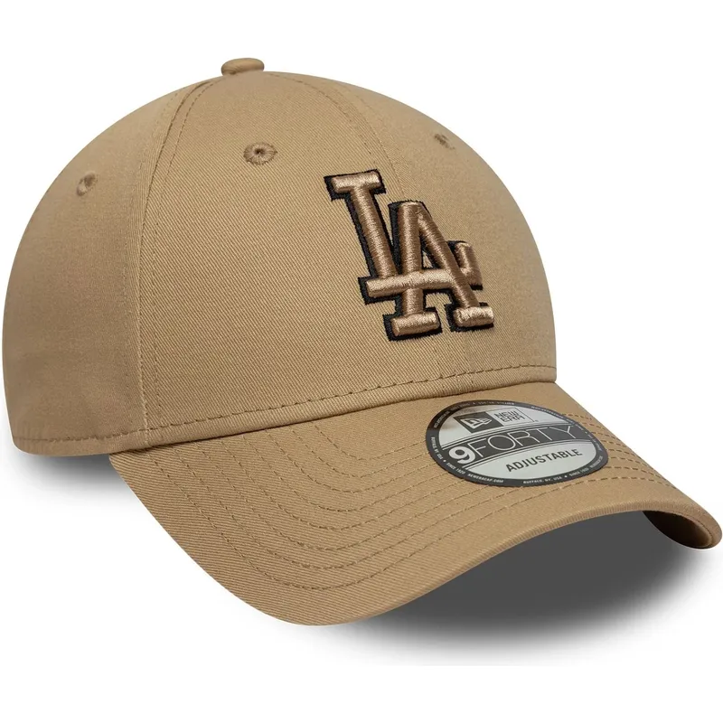 new-era-curved-brim-brown-logo-9forty-outline-los-angeles-dodgers-mlb-brown-adjustable-cap