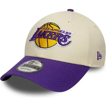 Buet beige og violet justerbar 9FORTY Colour Block kasket fra Los Angeles Lakers NBA fra New Era