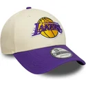 shapka-izvita-bezhov-reguliruema-9forty-colour-block-na-los-angeles-lakers-nba-ot-new-era