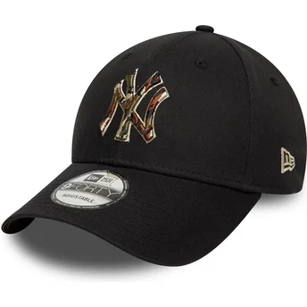 Schwarze verstellbare Curved Cap 9FORTY Camo Infill der New York Yankees MLB von New Era