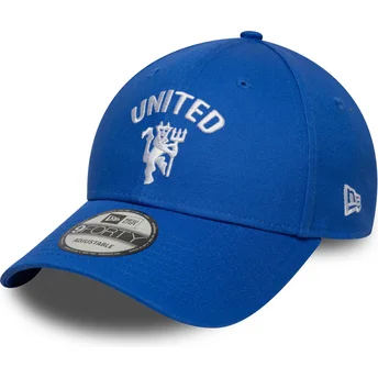 Blaue verstellbare Curved Cap 9FORTY Seasonal von Manchester United Football Club Premier League von New Era
