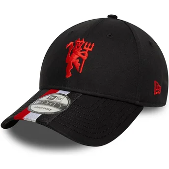 New Era Извита Козирка 9FORTY Stripe Manchester United Football Club Premier League Черна Регулируема Шапка