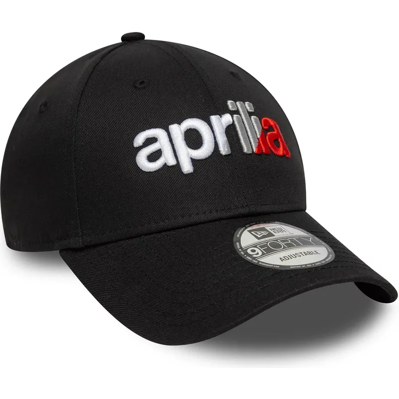 new-era-curved-brim-9forty-wordmark-aprilia-piaggio-black-adjustable-cap