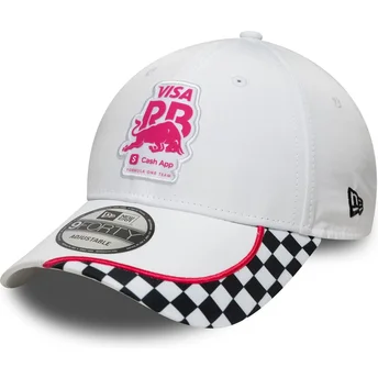 New Era Извита Козирка 9FORTY Checkerboard Racing Bulls F1 Team Formula 1 Бяла Шапка с Тик-Так Закопчаване