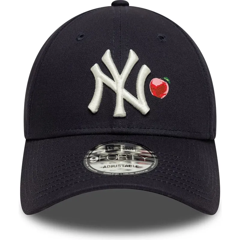 justerbar-marinebla-kurvet-kasket-9forty-fruit-icon-fra-new-york-yankees-mlb-fra-new-era