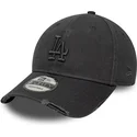 graue-verstellbare-curved-cap-mit-grauem-logo-9forty-wash-distress-der-los-angeles-dodgers-mlb-von-new-era