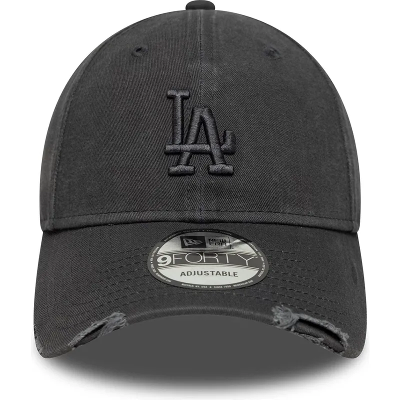 casquette-courbee-grise-ajustable-avec-logo-grise-9forty-wash-distress-los-angeles-dodgers-mlb-new-era