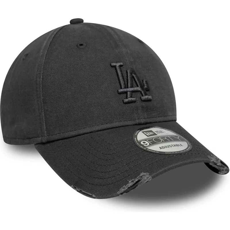 casquette-courbee-grise-ajustable-avec-logo-grise-9forty-wash-distress-los-angeles-dodgers-mlb-new-era