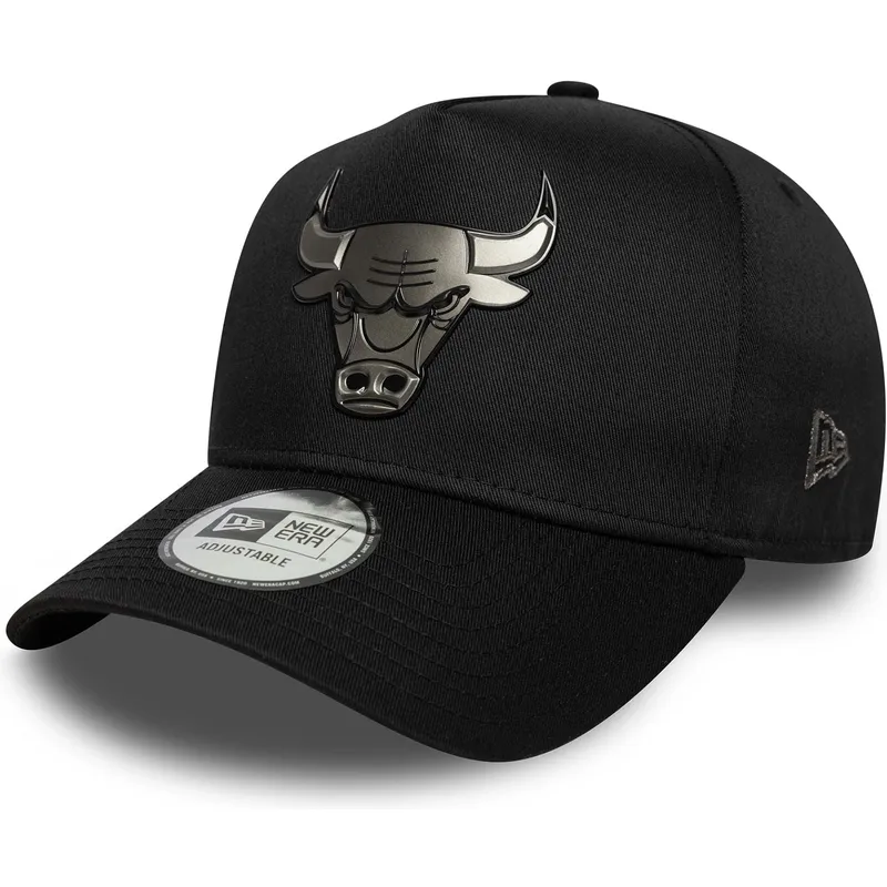sort-curved-snapback-kasket-9forty-e-frame-metallic-fra-chicago-bulls-nba-fra-new-era