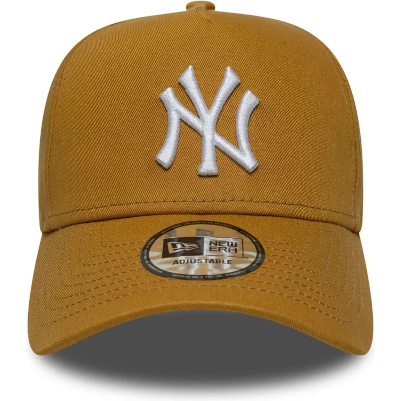 brun-buet-snapback-kasket-9forty-e-frame-league-essential-fra-new-york-yankees-mlb-fra-new-era
