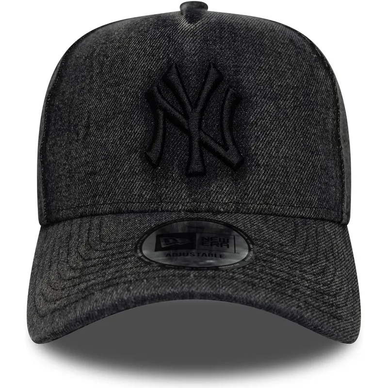 new-era-curved-brim-9forty-e-frame-denim-new-york-yankees-mlb-black-snapback-cap