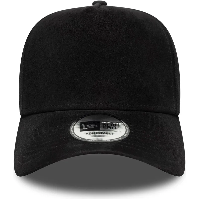new-era-curved-brim-9forty-e-frame-img-suede-black-adjustable-cap