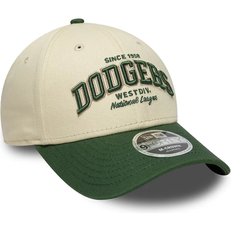 shapka-izvita-bezhov-reguliruem-9forty-m-crown-wordmark-na-los-angeles-dodgers-mlb-ot-new-era