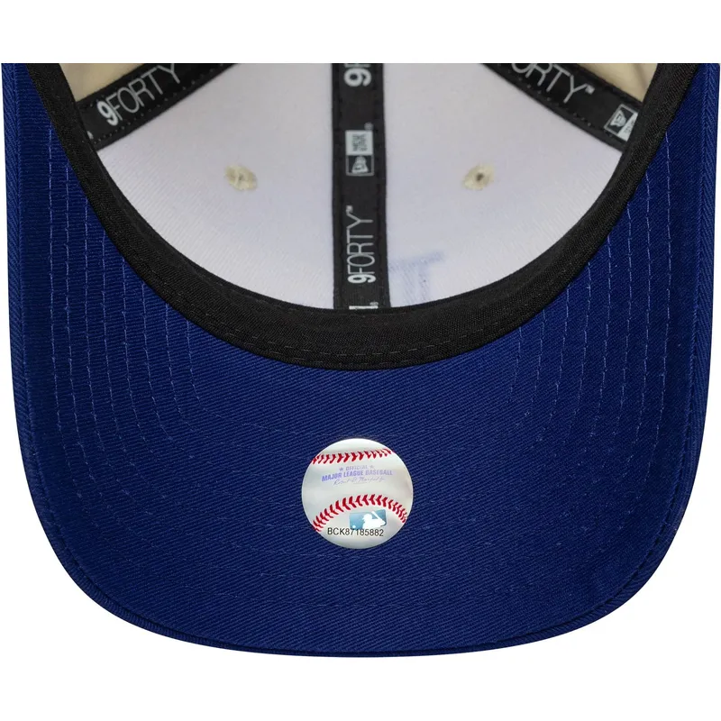 beige-und-blaue-gebogene-snapback-kappe-9forty-m-crown-der-los-angeles-dodgers-mlb-von-new-era
