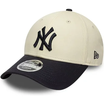 New Era Curved Brim 9FORTY M-Crown New York Yankees MLB Бежова и Тъмносиня Шапка с Капси