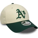 casquette-courbee-beige-et-verte-snapback-9forty-m-crown-oakland-athletics-mlb-new-era