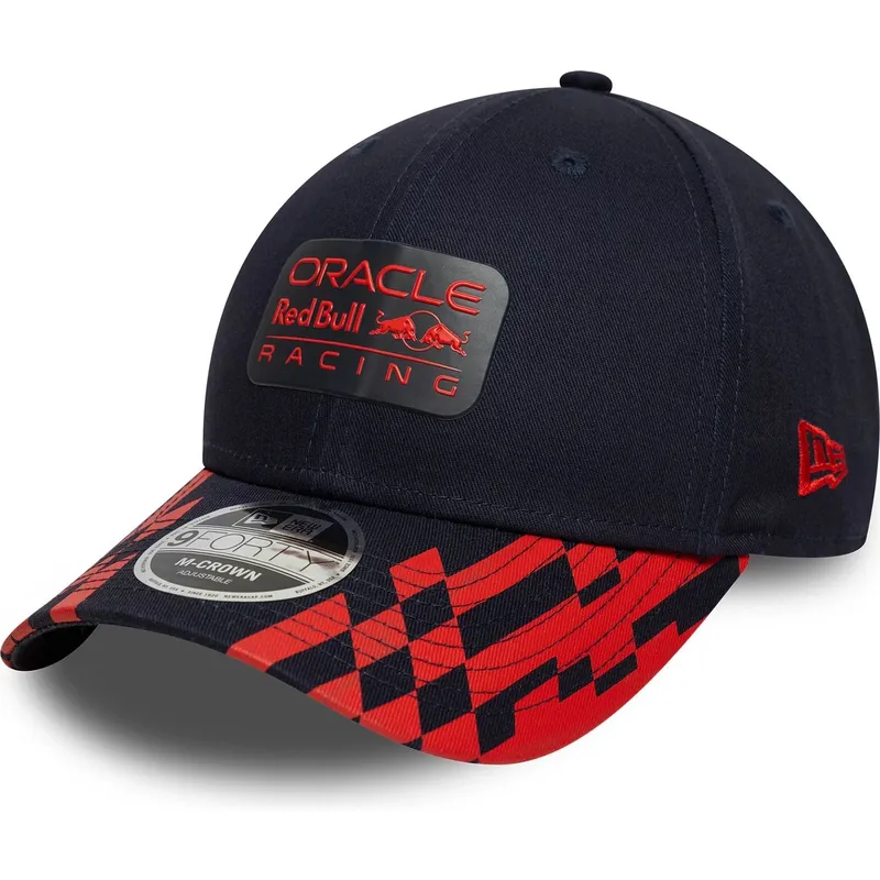 marinebla-og-rod-buet-kasket-snapback-9forty-m-crown-visor-print-fra-red-bull-racing-formula-1-fra-new-era
