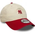 shapka-izvita-bezhov-reguliruema-9twenty-mini-washed-na-new-york-yankees-mlb-ot-new-era