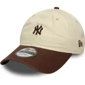shapka-izvita-bezhov-reguliruem-9twenty-mini-washed-na-new-york-yankees-mlb-ot-new-era