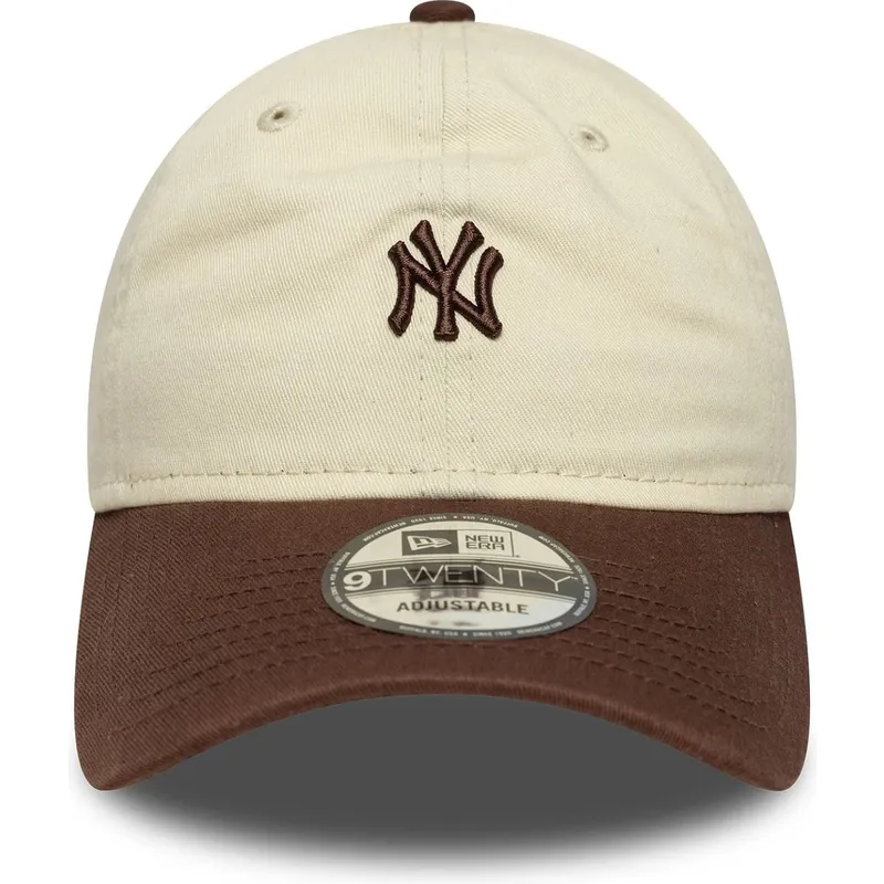 shapka-izvita-bezhov-reguliruem-9twenty-mini-washed-na-new-york-yankees-mlb-ot-new-era