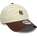 shapka-izvita-bezhov-reguliruem-9twenty-mini-washed-na-new-york-yankees-mlb-ot-new-era