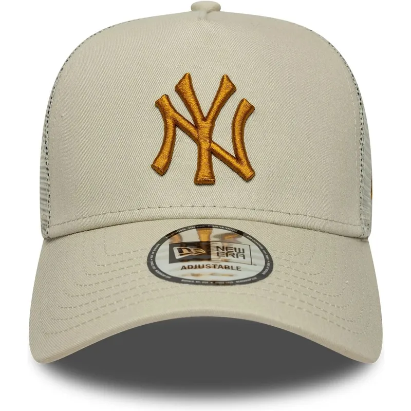 shapka-izvita-traker-bezhov-snapbek-a-frame-league-essential-na-new-york-yankees-mlb-ot-new-era