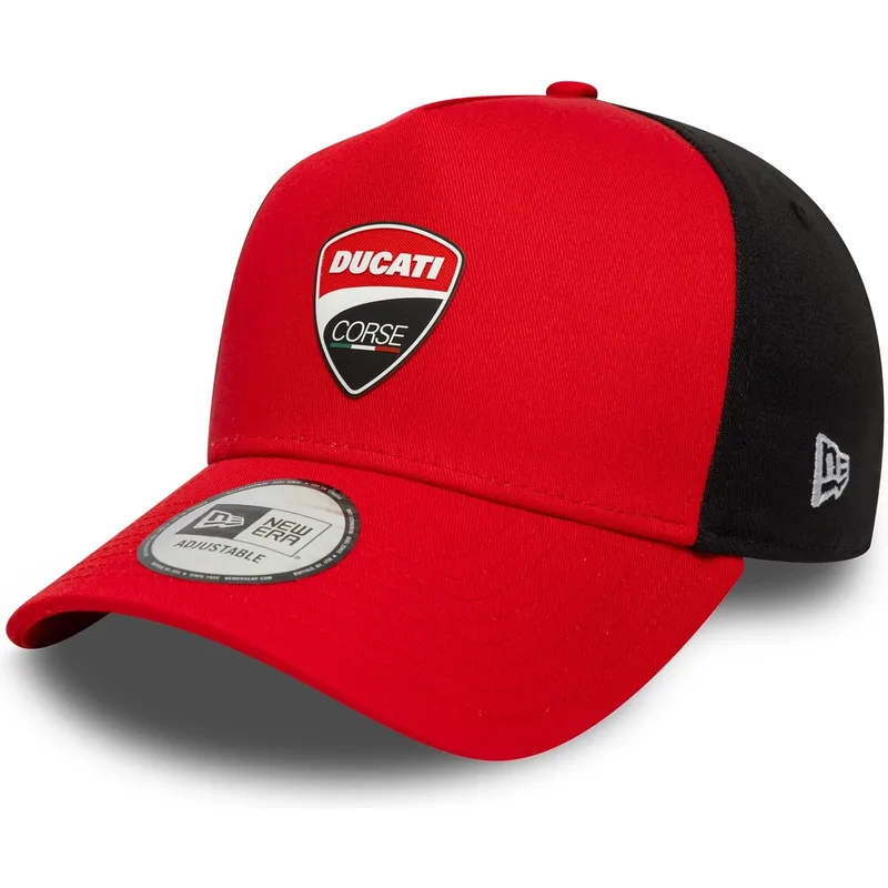shapka-izvita-chervena-snapbek-9forty-e-frame-na-ducati-motor-motogp-ot-new-era