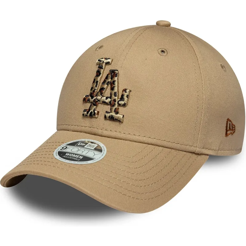 casquette-courbee-marron-ajustable-con-logo-leopard-pour-femme-9forty-animal-infill-los-angeles-dodgers-mlb-new-era