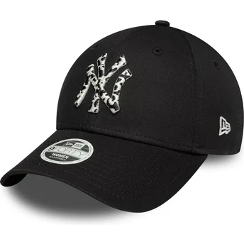 New Era Извита Периферия Дамска 9FORTY Animal Infill New York Yankees MLB Черна Регулируема Шапка