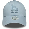 new-era-curved-brim-women-blue-logo-9forty-metallic-logo-los-angeles-dodgers-mlb-light-blue-adjustable-cap