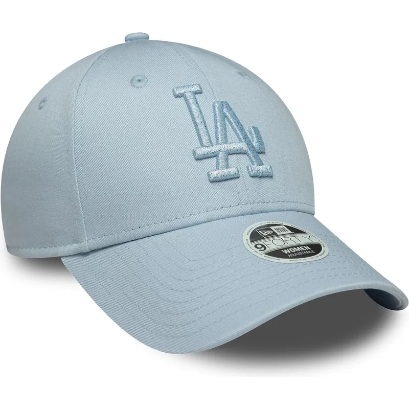 lysebla-justerbar-kurvet-kasket-med-blat-logo-til-kvinder-9forty-metallic-logo-fra-los-angeles-dodgers-mlb-fra-new-era