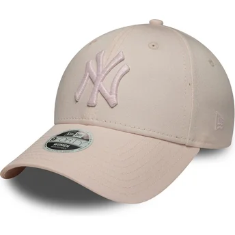 New Era Извита Козирка Дамска Розово Лого 9FORTY Metallic Logo New York Yankees MLB Розова Регулируема Шапка