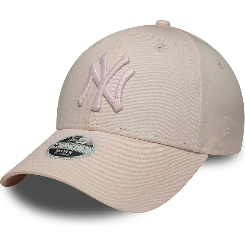 gebogene-rosa-verstellbare-kappe-mit-rosa-logo-fur-damen-9forty-metallic-logo-von-new-york-yankees-mlb-von-new-era