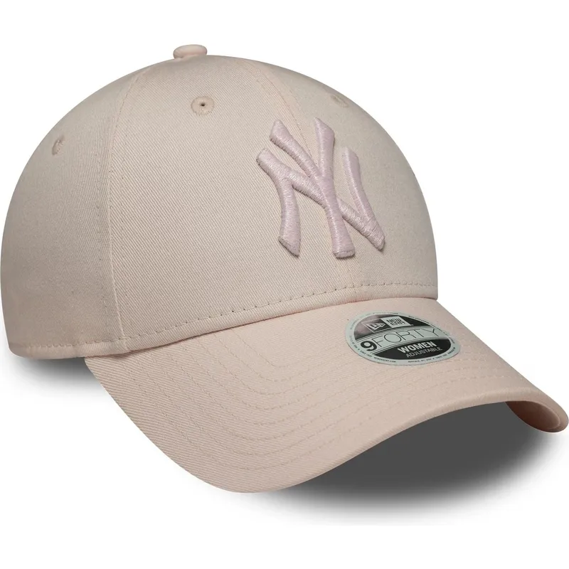 casquette-courbee-rose-ajustable-avec-logo-rose-pour-femme-9forty-metallic-logo-new-york-yankees-mlb-new-era