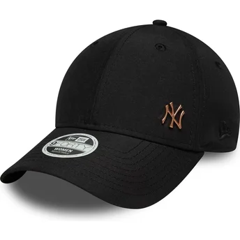 Buet sort justerbar kasket med bronzelogo til kvinder 9FORTY Flawless fra New York Yankees MLB fra New Era