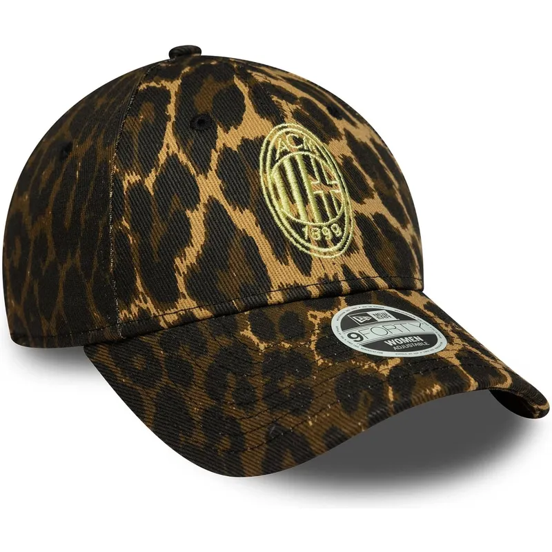 casquette-courbee-leopard-ajustable-pour-femme-9forty-ac-milan-serie-a-new-era