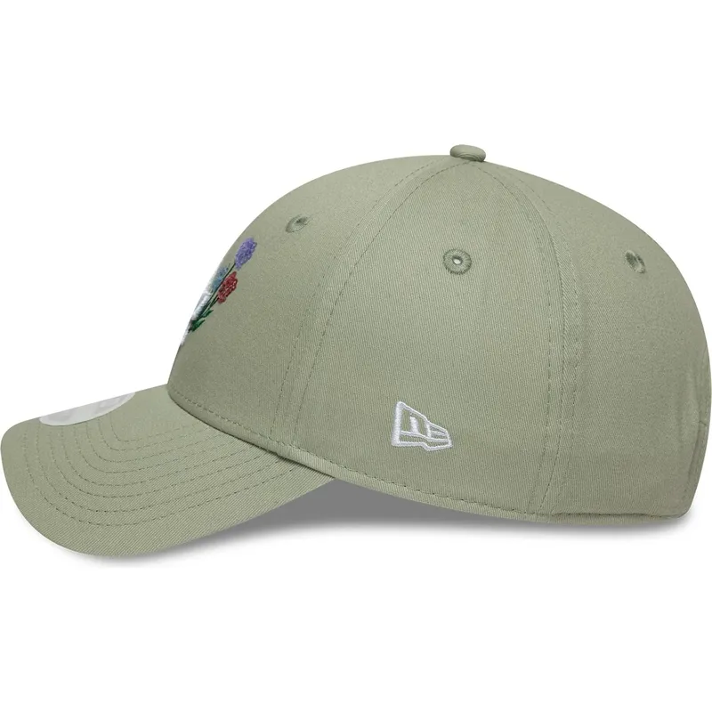 lysegron-justerbar-kurvet-kasket-til-kvinder-9forty-floral-icon-fra-los-angeles-dodgers-mlb-fra-new-era