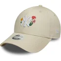 shapka-izvita-bezhov-reguliruema-9forty-floral-icon-na-new-york-yankees-mlb-ot-new-era